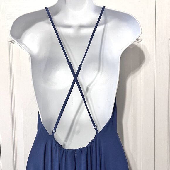 Lulus Formal Maxi Dress-NWT-Blue-Adjust. Crisscross Strap back-Sz. Med.-Lined - Picture 10 of 16